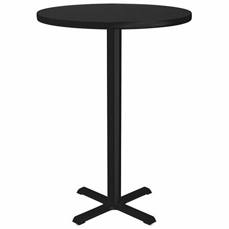 CORRELL 24'' Round Black Granite Finish Bar Height Thermal-Fused Laminate Top Cafe / Breakroom Table 384BXB24TFRB
